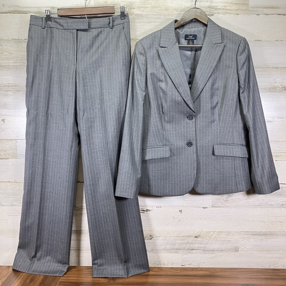 Brooks Brothers Pants - Brooks Brothers Womens Gray 346 Pinstripe Caroline Fit‎ 100% Wool 2 pc Suit 8/12